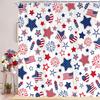 4th of July USA Flag Shower Curtain, Veterans Day Independence Patriotic Day Shower Curtain Set, Blue Red Stars Waterproof Fabric Shower Curtain for Bathroom Decorations with 12pcs Hooks 70X70IN view 1