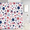 4th of July USA Flag Shower Curtain, Veterans Day Independence Patriotic Day Shower Curtain Set, Blue Red Stars Waterproof Fabric Shower Curtain for Bathroom Decorations with 12pcs Hooks 70X70IN view 3