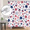 4th of July USA Flag Shower Curtain, Veterans Day Independence Patriotic Day Shower Curtain Set, Blue Red Stars Waterproof Fabric Shower Curtain for Bathroom Decorations with 12pcs Hooks 70X70IN view 4