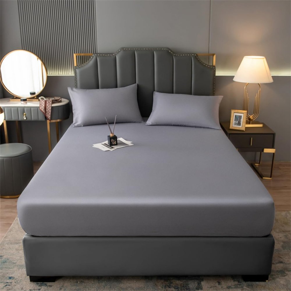 GSGC Mattress Protection Mattress Cover Fitted Sheet Waterproof Mattress Protector Breathable Dustproof Mattress Cover Protector 3-Piece Set Fitted Sheet Style with Elastic Queen Deep Pocket