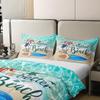 100% Cotton Nautical Ocean Themed Duvet Cover King,Summer Beach Bedding Set for Youth,Surfboard Sea Turtle Starfish Seagull Comforter Cover,Tropical Sealife Bed Sets with 2 Pillowcases Camping Decor view 4