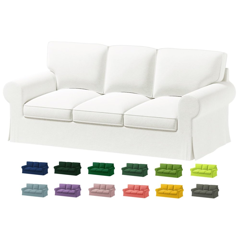 Custom Made Uppland Couch Velvet Replacement Cover Only Fits IKEA Uppland 3 Seat Sofa (Not Ektorp Sofa!!!),Uppland Sofa Cover,Only Cover (Cold White)