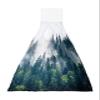 ZFUNCING Hand Tie Towel Set of 1,Foggy Natural Botanical Forest Hanging Kitchen Towels with Loop,Absorbent Tea Bar Dish Towel Fast Drying Towels for Bathroom,Misty Woodland Tree Scenery view 1