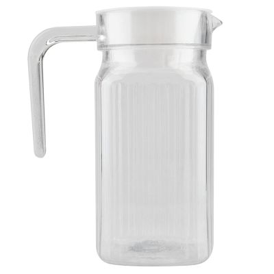 Acrylic Juice Bottle, Transparent Pitcher with Removable Lid, Juice Bottle Striped Water Ice Cold Juice Jug for Fridge, Perfect for Iced Tea, Sangria, Lemonade, Cold or Hot Beverages(800ml)