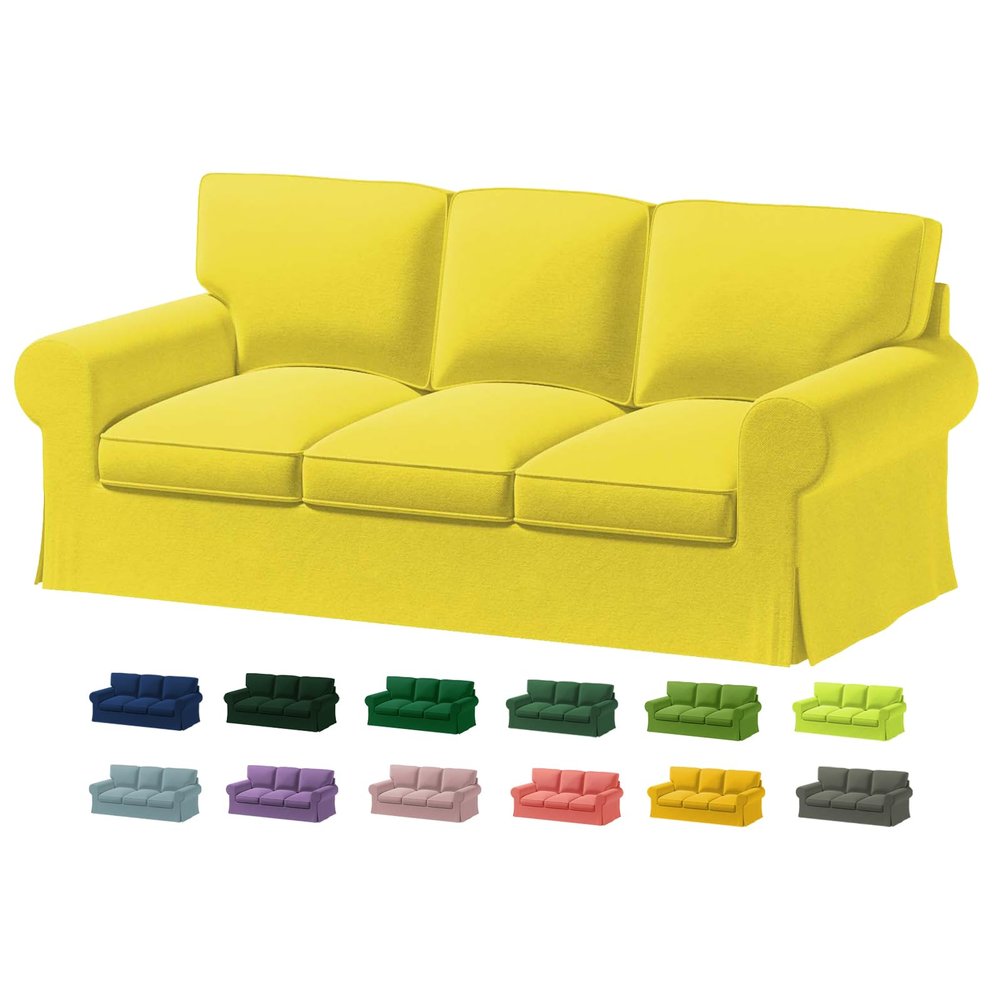 Custom Made Uppland Couch Velvet Replacement Cover Only Fits IKEA Uppland 3 Seat Sofa (Not Ektorp Sofa!!!),Uppland Sofa Cover,Only Cover (Medium Yellow)