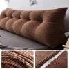Large Bolster Triangular Headboard Pillow Corduroy Support Backrest Bed Rest Reading Pillow Lumbar Positioning Upholstered for Sitting in Bed,Brown,Queen:59inch/150cm view 2