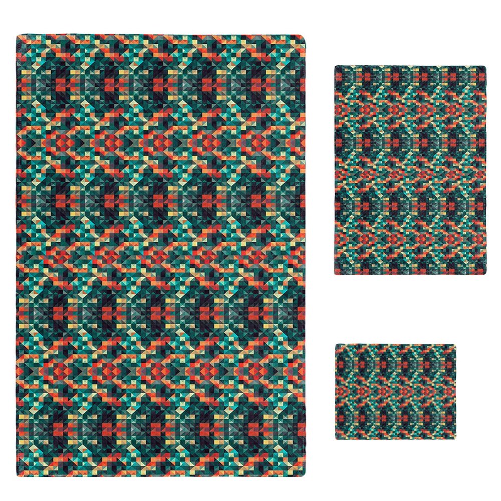 3 Piece Bath Towel Set, Colorful Mosaic Towels Set for Bathroom Soft Bath Shower Towels Absorbent Bathroom Towels Set ( 1 Bath Towel, 1 Hand Towel, 1 Washcloth ) Abstract Geometric Ombre Buffalo Plaid