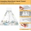 BOBOWUNY 1 Pcs Hanging Kitchen Hand Towels, Thanksgiving Super Soft Microfiber Tie Towels Aborbent Washcloth for Bathroom Oven Tea Bar Teal Grey Pumpkin Green Leaves Fall view 2