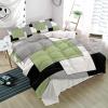 3 Piece Bedding Set,Green Black Gray Color Block Breathable Duvet Cover Super Soft Pillow Shams,Modern Geometric Abstract Art Washable Bed Sets All Seasons for Bedroom Dorm Hotel RV view 1