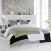 3 Piece Bedding Set,Green Black Gray Color Block Breathable Duvet Cover Super Soft Pillow Shams,Modern Geometric Abstract Art Washable Bed Sets All Seasons for Bedroom Dorm Hotel RV view 2