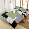 3 Piece Bedding Set,Green Black Gray Color Block Breathable Duvet Cover Super Soft Pillow Shams,Modern Geometric Abstract Art Washable Bed Sets All Seasons for Bedroom Dorm Hotel RV view 3