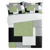 3 Piece Bedding Set,Green Black Gray Color Block Breathable Duvet Cover Super Soft Pillow Shams,Modern Geometric Abstract Art Washable Bed Sets All Seasons for Bedroom Dorm Hotel RV view 4