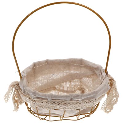 Golden Iron Handheld Flower Basket for Gift Favors Display