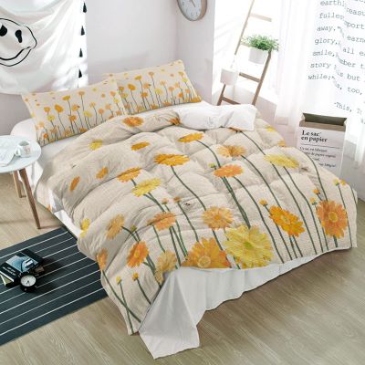3 Piece Bedding Set,Daisy Floral Summer Flowers Retro Linen Breathable Duvet Cover Super Soft Pillow Shams,Farm Bee Plant Washable Bed Sets All Seasons for Bedroom Dorm Hotel RV