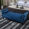 Holaki End of Bed Storage Bench,63" Velvet Ottoman Bench Upholstered Rolled Arm Storage Window Bench Sofa Stool with Nailhead Trimmed and Pillow Solid Wood Legs Entryway Bench Seat for Bedroom(Blue) view 3