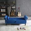 Holaki End of Bed Storage Bench,63" Velvet Ottoman Bench Upholstered Rolled Arm Storage Window Bench Sofa Stool with Nailhead Trimmed and Pillow Solid Wood Legs Entryway Bench Seat for Bedroom(Blue) view 4