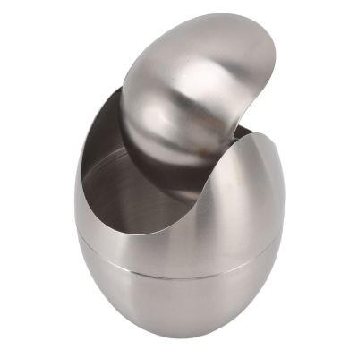 Obetuens Tiny Desktop Trash Can , with Swing Lid Stainless Steel Desk Trash Can, Stylish Egg Shaped Design Countertop Trash Can for Home Bedroom, Office Desk, Kitchen,Coffee Table