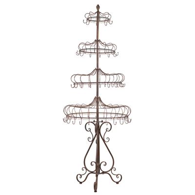 Zaer Ltd. 85" Tall Elegant Metal Display Stand with Hooks London 1820" (Antique Bronze)