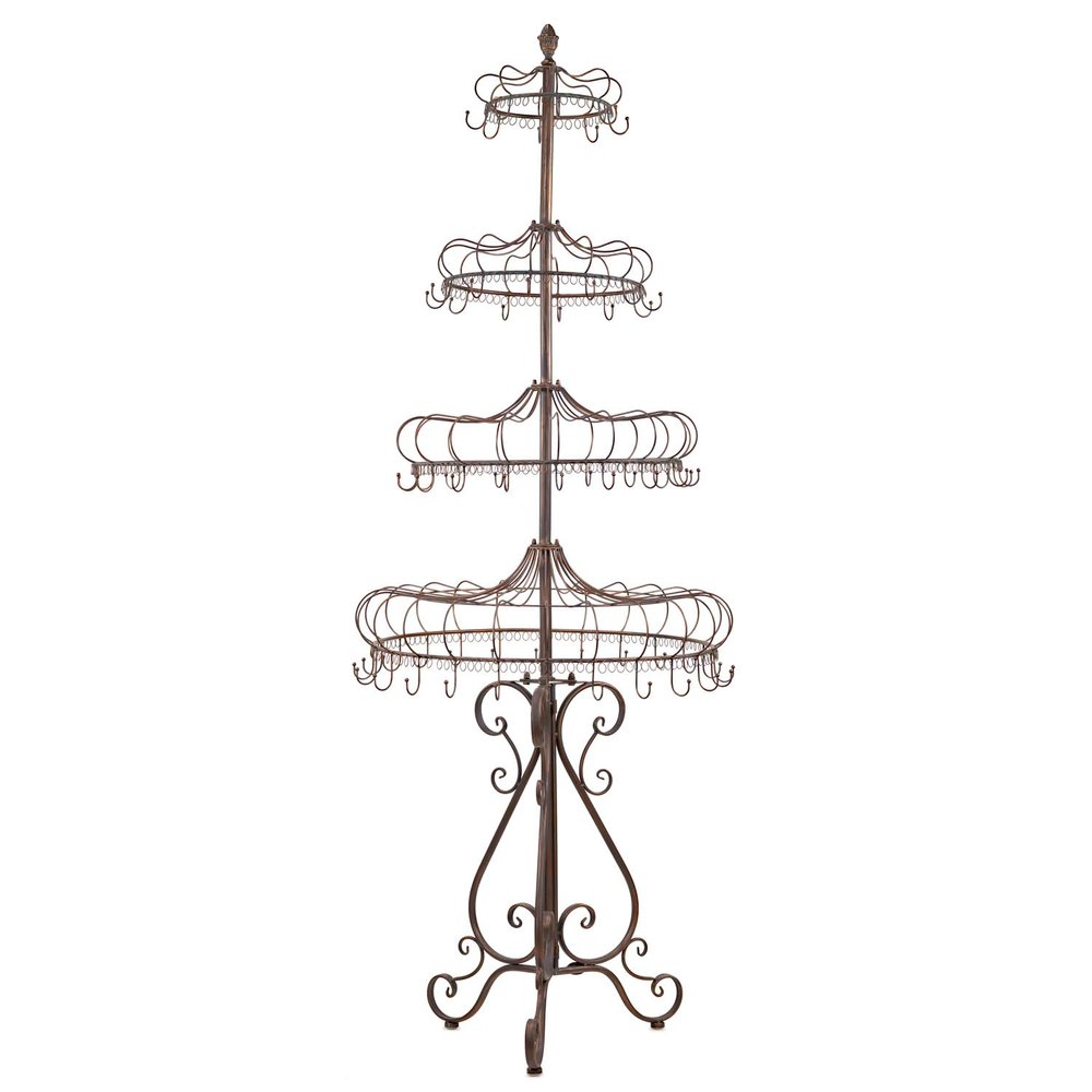Zaer Ltd. 85" Tall Elegant Metal Display Stand with Hooks London 1820" (Antique Bronze)