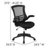 Flash Furniture Set of 4 Mid-Back Swivel Ergonomic Task Office Chairs with Flip-Up Arms, Black Mesh view 2