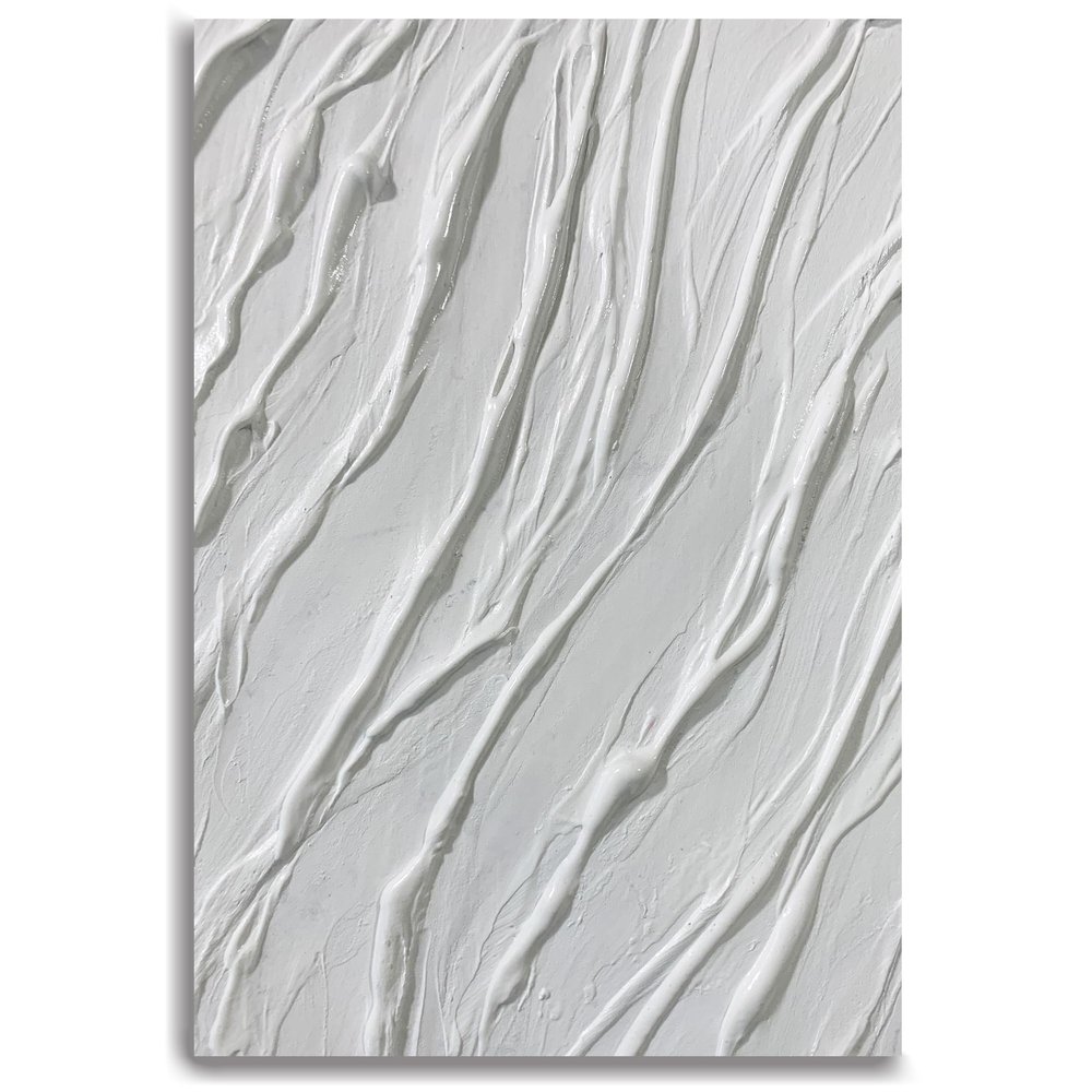 Abstract Painting Original Canvas Wall Art for Living Room White Textured Contemporary Decor (36 x 48 Inches Ready to hang)