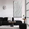 Abstract Painting Original Canvas Wall Art for Living Room White Textured Contemporary Decor (36 x 48 Inches Ready to hang) view 3