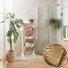 Casafield 3-Tier Floor Stand with Water Hyacinth Storage Baskets, White/Natural - Standing Organizer Rack for Bathroom, Kitchen, Laundry, Living Room view 3