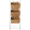Casafield 3-Tier Floor Stand with Water Hyacinth Storage Baskets, White/Natural - Standing Organizer Rack for Bathroom, Kitchen, Laundry, Living Room view 4