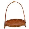 Bamboo Snack Stand Woven Hamper Veggie Tray Woven Storage Seagrass Rattan Basket Willow Basket Serving Tray Bamboo Weaving Light Brown with Handle Food view 1