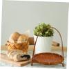 Bamboo Snack Stand Woven Hamper Veggie Tray Woven Storage Seagrass Rattan Basket Willow Basket Serving Tray Bamboo Weaving Light Brown with Handle Food view 4
