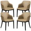 AYARNA Matte Leather Dining Chairs Set of 4 Metal Iron Legs Kitchen Reception Chair Counter Lounge Leisure Armchair(Khaki) view 1