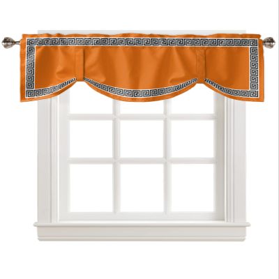 ALAGEO Tie Up Valances Geometric Greek Key Design Curtain Valance for Kitchen Living Room Orange Window Curtain Treatment Adjustable Tie-up Shade Valance 42x18 Inch Rod Pocket 1 Panel