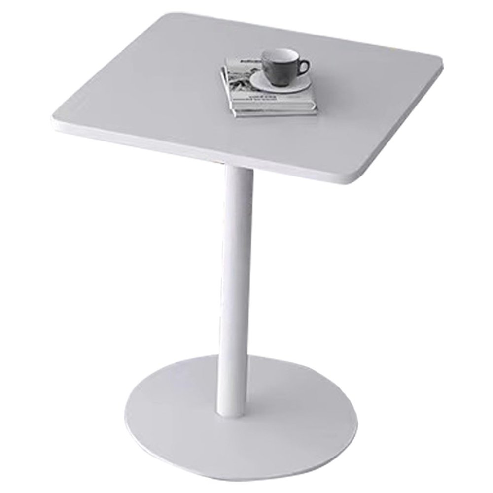 White Square End Table, Rock Top and Metal Frame Legs, Modern Small Sofa Bedside Table for Office Living Room, Hallway, Entryway (Size : 50x50x72cm(LxDxH))