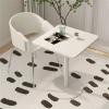 White Square End Table, Rock Top and Metal Frame Legs, Modern Small Sofa Bedside Table for Office Living Room, Hallway, Entryway (Size : 50x50x72cm(LxDxH)) view 2