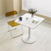 White Square End Table, Rock Top and Metal Frame Legs, Modern Small Sofa Bedside Table for Office Living Room, Hallway, Entryway (Size : 50x50x72cm(LxDxH)) view 3
