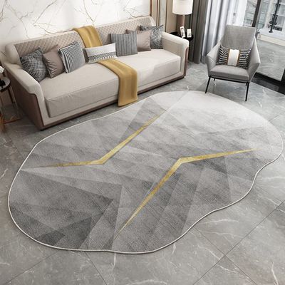 Grey Gold Modern Abstract Irregular Shaped Area Rug for Living Room Bedroom Dining Room Home Office Contemporary Aesthetic 7x9 Carpet Utra Indoor Outdoor Rug