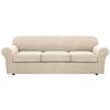 4 Piece Stretch Sofa Covers for 3 Cushion Couch Covers Furniture Slipcovers for Living Room (1 Base Cover Plus 3 Seat Cushion Covers) Thicker Jacquard Fabric Cover (XL Sofa, Natural) view 1