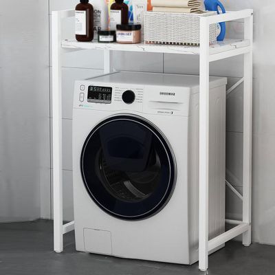 Bathroom Storage Organizer Shelf, Thick Board, Thickened Steel Pipe, Non-slip Foot Design, Multi-layer Free-standing Shelf, Used in Toilet, Laundry Room, Balcony ( Color : C , Size : 1 LAYER_ROLLER )