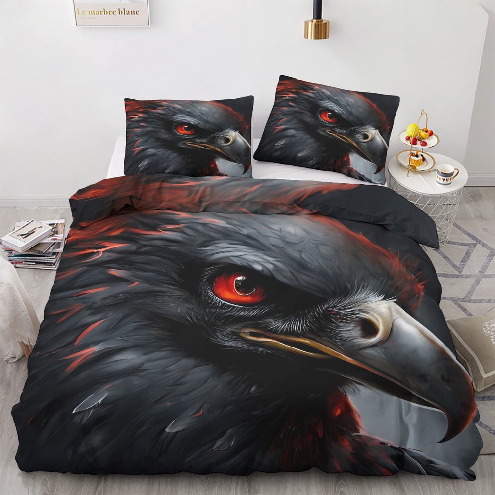 zcwl Eagle Duvet Cover Queen Size | Gothic Bird Bedding Set | 3 Piece | Soft Microfiber Patterned Comforter Cover with Zipper Ties & 2 Pillowcases | Eagle Bedroom & Room Decor