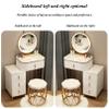 Vanity Set Makeup Dressing Table with Large Round Lighted Mirror, Glass Top, Vanity Table with 4 Drawers Sideboard and Cushioned Stool for Bedroom, Girls Women Gifts view 4