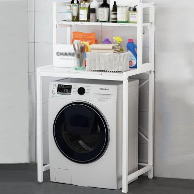Bathroom Storage Organizer Shelf, Thick Board, Thickened Steel Pipe, Non-slip Foot Design, Multi-layer Free-standing Shelf, Used in Toilet, Laundry Room, Balcony ( Color : C , Size : 2 LAYER_ROLLER )