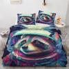 zcwl Astronaut Raccoon Duvet Cover Queen Size | Fantasy Space Animal Bedding Set | 3 Piece | Soft Microfiber Patterned Comforter Cover with Zipper Ties & 2 Pillowcases | Raccoon Bedroom & Room Decor view 1