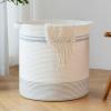 OIAHOMY 80L Laundry Basket, Laundry Hamper, Cotton Rope Storage Basket with Handles, Decorative Woven Basket for Living Room,Storage Baskets for Clothes, Blankets, and Toys -20''18'', White&Gray view 1
