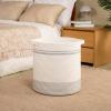 OIAHOMY 80L Laundry Basket, Laundry Hamper, Cotton Rope Storage Basket with Handles, Decorative Woven Basket for Living Room,Storage Baskets for Clothes, Blankets, and Toys -20''18'', White&Gray view 2