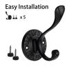 5pcs Black Coat Hooks Wall Mounted Coat Hooks Farmhouse Matte Black Wall Hooks with Screws Metal Matte Black Towel Hooks for Bathrooms Entryway Hooks for Hanging Coats, Keys, Hats, Scarves, Robe, Bags view 4