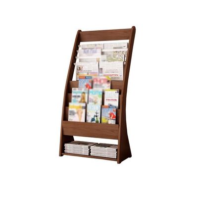 GZHERVICES Freestanding Floor-Standing Magazine Holders, Manual Display Shelf Information Storage Organizer, Single Page Simple Wood for Hospitals Offices (Color : Brown, Size : 61x35x127cm)