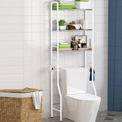 Bathroom Cabinet over Toilet Storage, No Punching, Stainless Steel Material, Waterproof And Rust-proof, Save Space, Easy Installation, for Laundry Rooms And Bathrooms ( Color : White , Size : 3 LAYER_