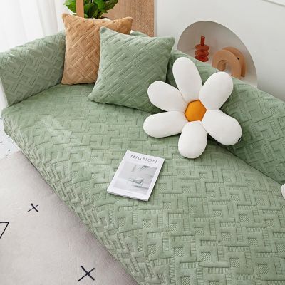 HGTRH Couch Covers for 3 Cushion Couch Sofa Sectional, Sofa Slipcovers Thick Milk Velvet, Comfortable Skin- Friendly Sofa Covers with Non Slip Bottom, No Fading No Shedding