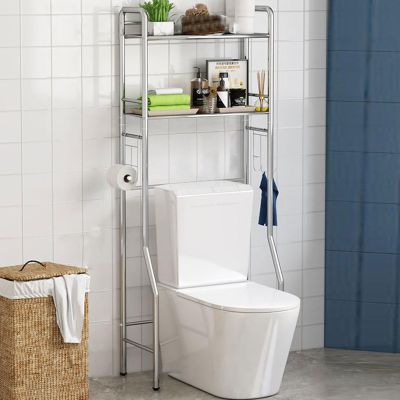 Bathroom Cabinet over Toilet Storage, No Punching, Stainless Steel Material, Waterproof And Rust-proof, Save Space, Easy Installation, for Laundry Rooms And Bathrooms ( Color : Stainless steel , Size