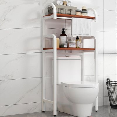 Over The Toilet Shelf Organizer for Bathroom Free Standing, Healthy and Environmentally Friendly Panels, Plastic Non-slip Feet, Save Space and Easy to Install ( Color : Teak color , Size : WHITE_2 LAY